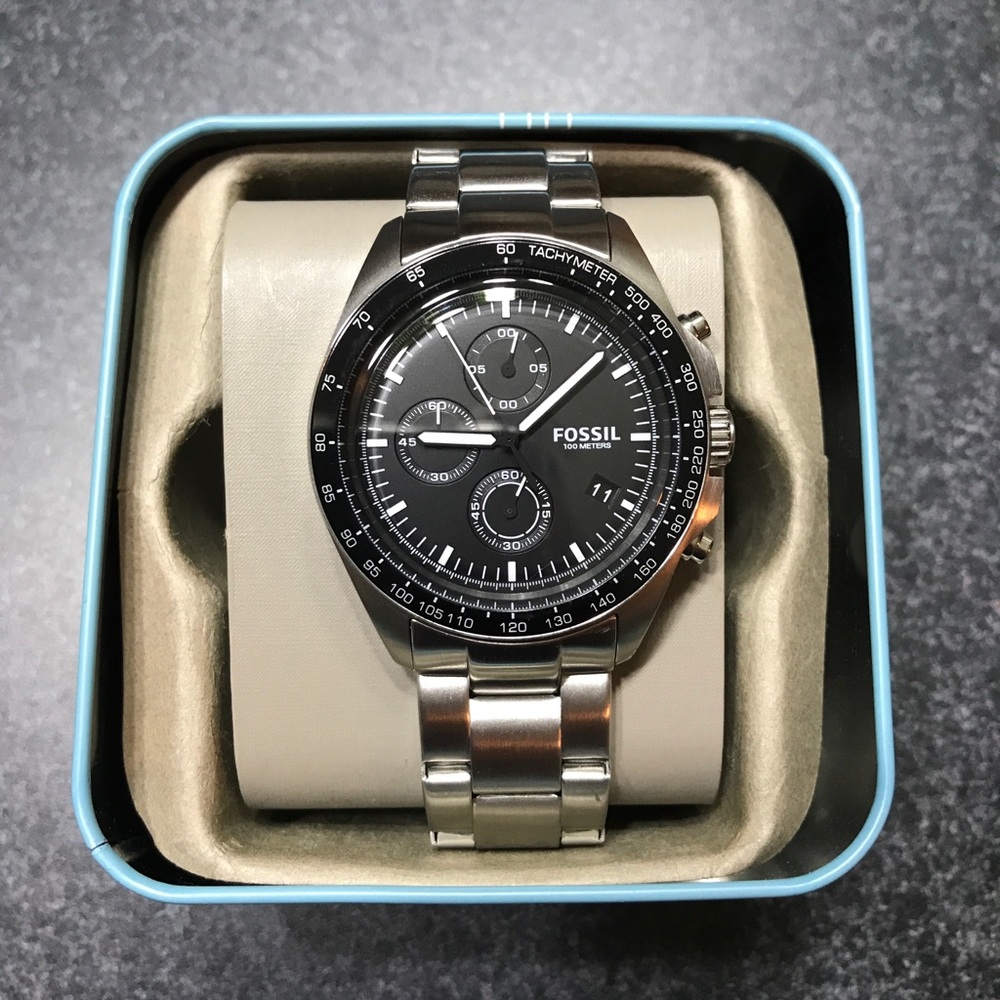 Men’s Fossil Silver and Black Watch